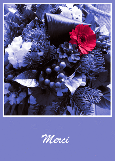 Merci avec une fleur rouge